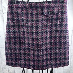The Limited Boucle Plaid Mini Skirt Pencil Pink and Purple Lined Back Zip